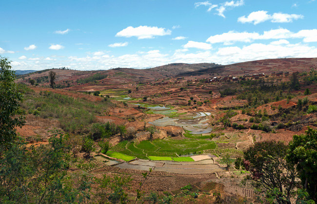 Typical green and red landscape of the highlands