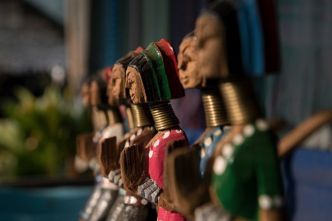 Wooden statues of “Long Neck Women” in the village of Huay Pu Keng.