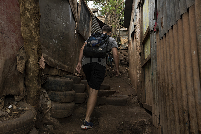 Bags on their backs, visiting health practitioners like Clément are going to difficult-to-reach places to visit some of their patients using dirt roads and stairs made of tires. Mayotte 2021