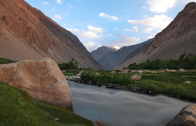 Typical landscape scenery of the Lower Wakhan. The Wakhan corridor extends from Qazideh at the western part to Sarhad-e Broghil at the eastern end. Lower Wakhan - Afghanistan - 2014